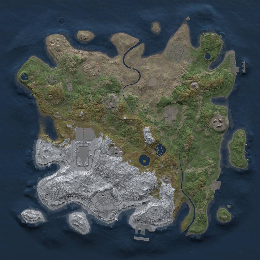 Rust Map: Procedural Map, Size: 3500, Seed: 1125992468, 13 Monuments