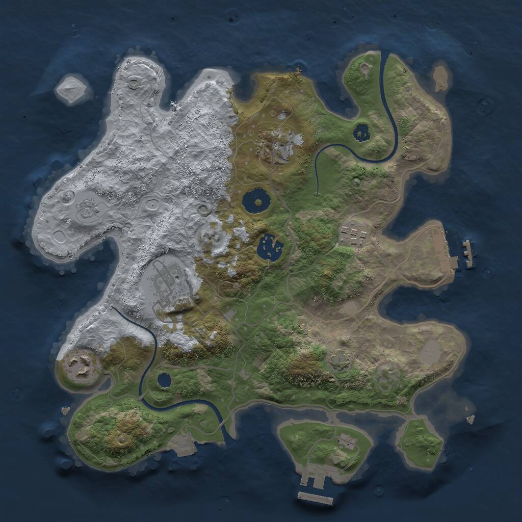 Rust Map: Procedural Map, Size: 3000, Seed: 2136271733, 10 Monuments