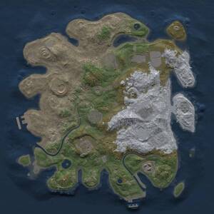 Thumbnail Rust Map: Procedural Map, Size: 3500, Seed: 1258169103, 14 Monuments