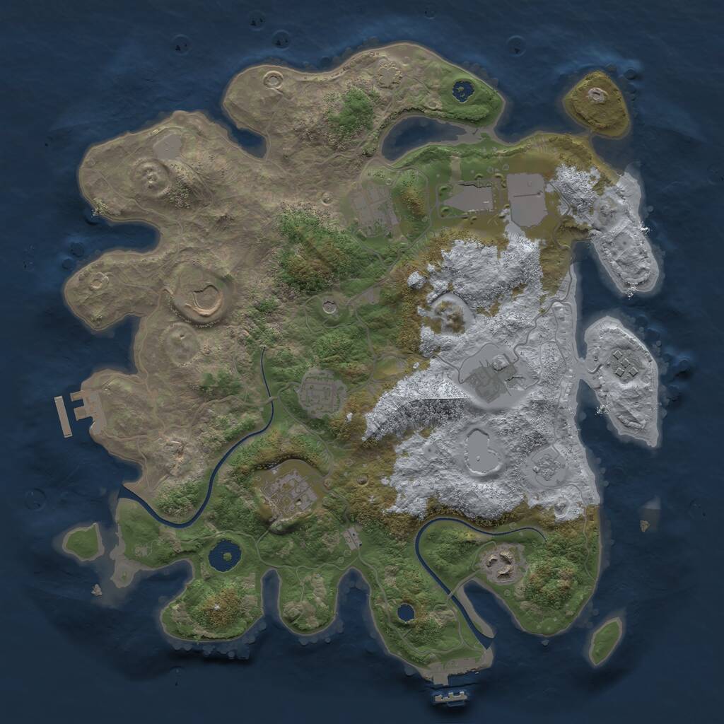 Rust Map: Procedural Map, Size: 3500, Seed: 1258169103, 14 Monuments