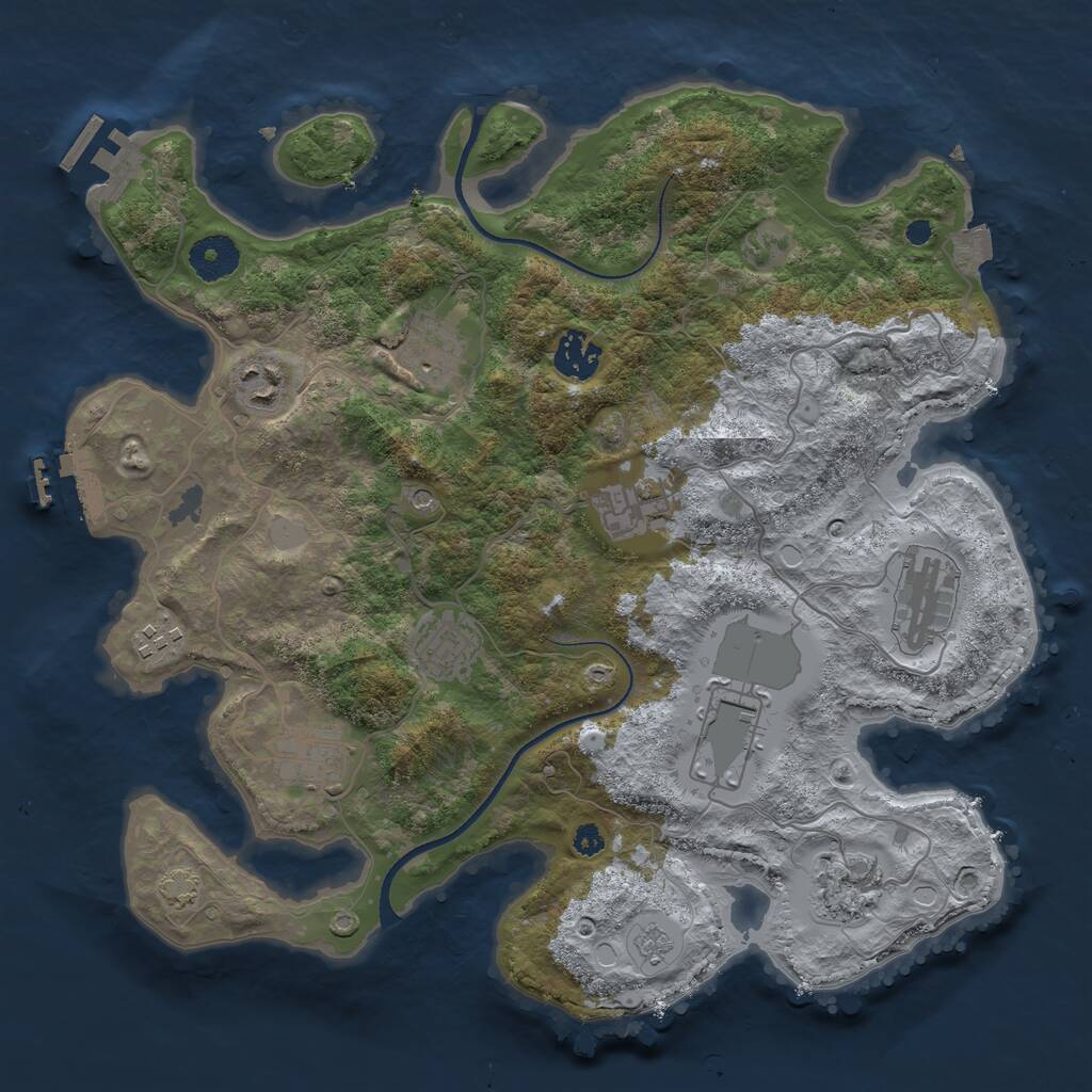 Rust Map: Procedural Map, Size: 3500, Seed: 1991066594, 16 Monuments