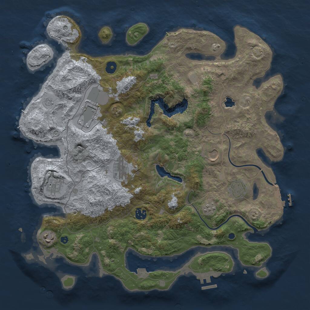 Rust Map: Procedural Map, Size: 4000, Seed: 195823, 14 Monuments
