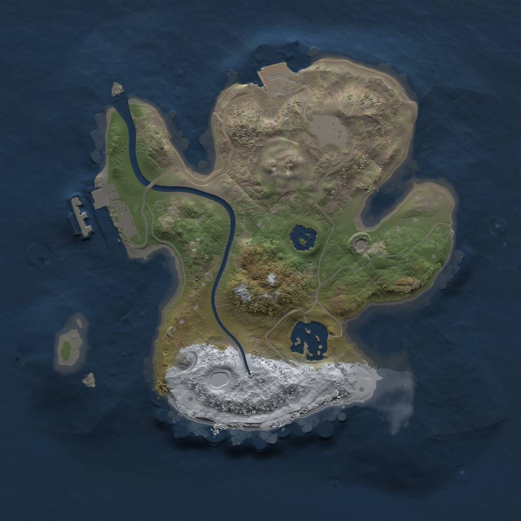 Rust Map: Procedural Map, Size: 2000, Seed: 1048682923, 3 Monuments