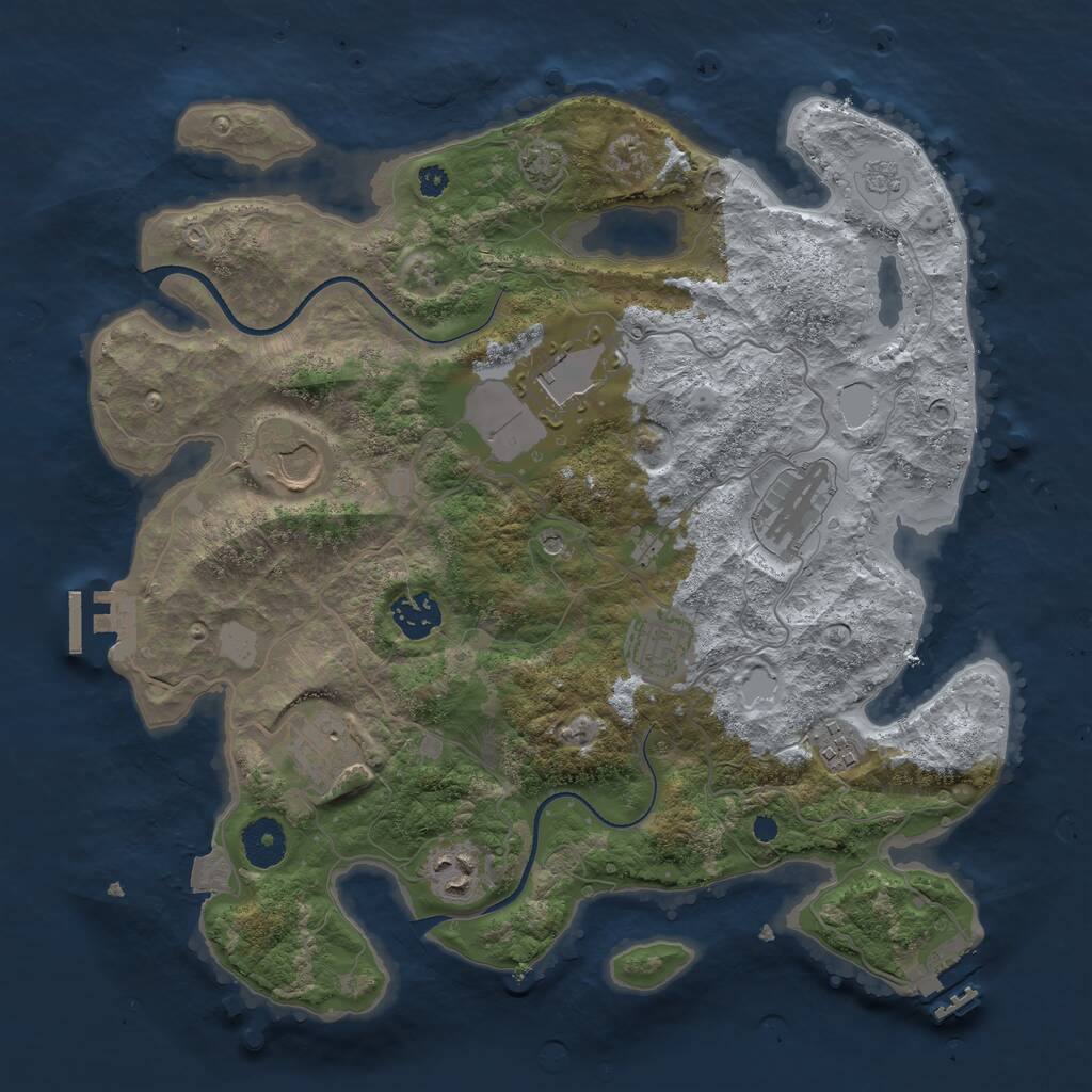 Rust Map: Procedural Map, Size: 3500, Seed: 1155878269, 14 Monuments