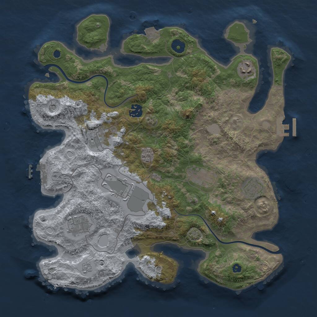 Rust Map: Procedural Map, Size: 3500, Seed: 1564535579, 14 Monuments