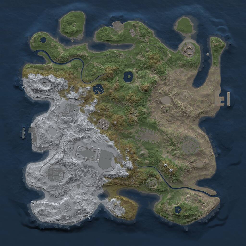 Rust Map: Procedural Map, Size: 3500, Seed: 1564535579, 14 Monuments