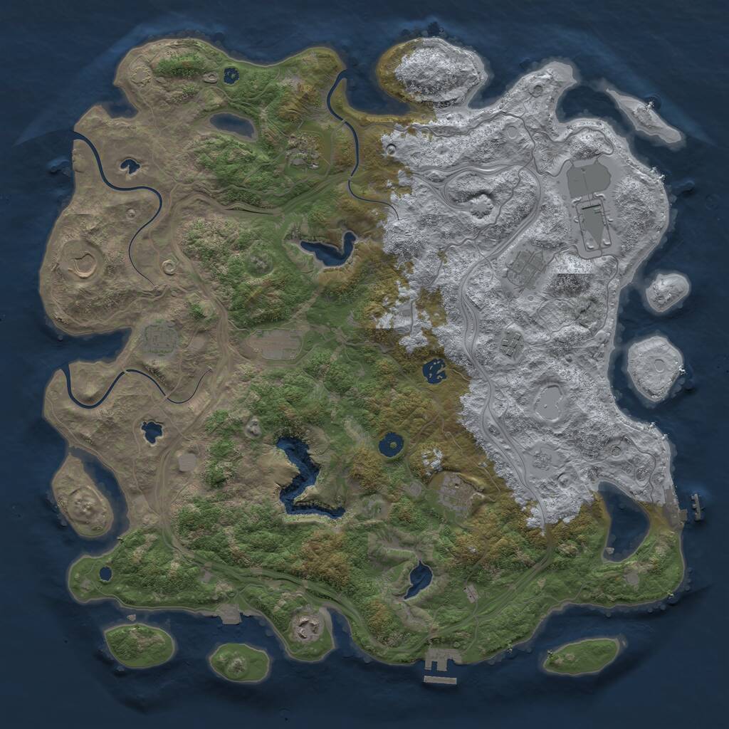 Rust Map: Procedural Map, Size: 4500, Seed: 45452836, 16 Monuments