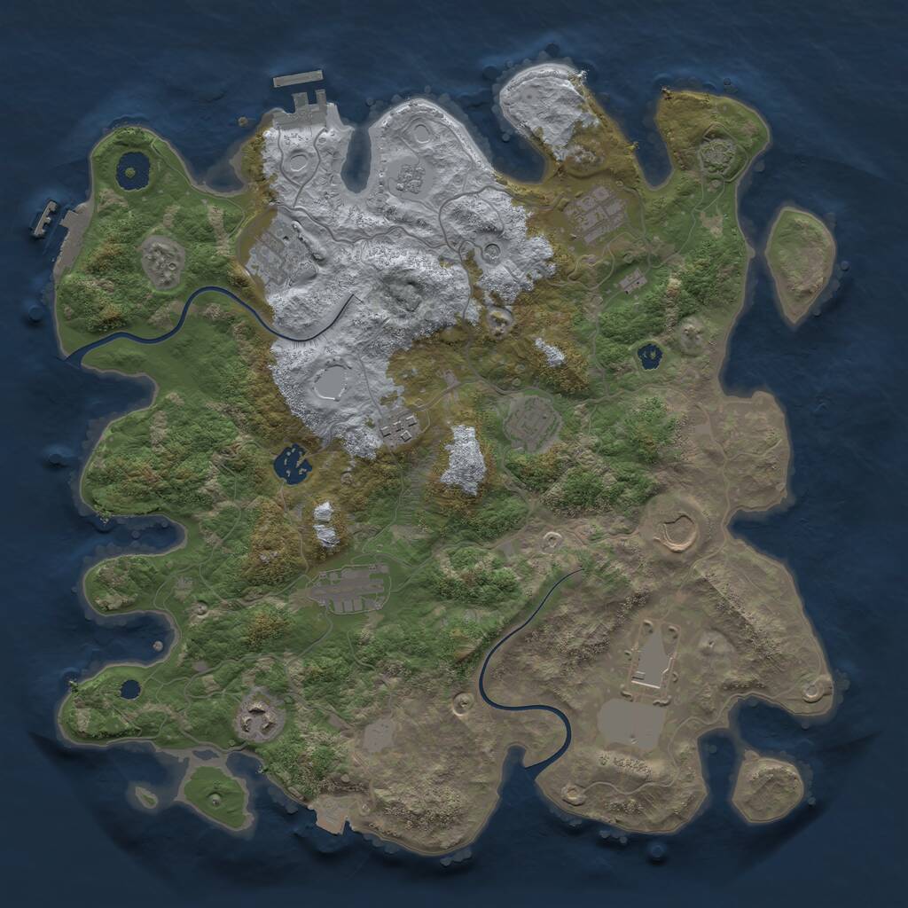 Rust Map: Procedural Map, Size: 3700, Seed: 914967896, 15 Monuments