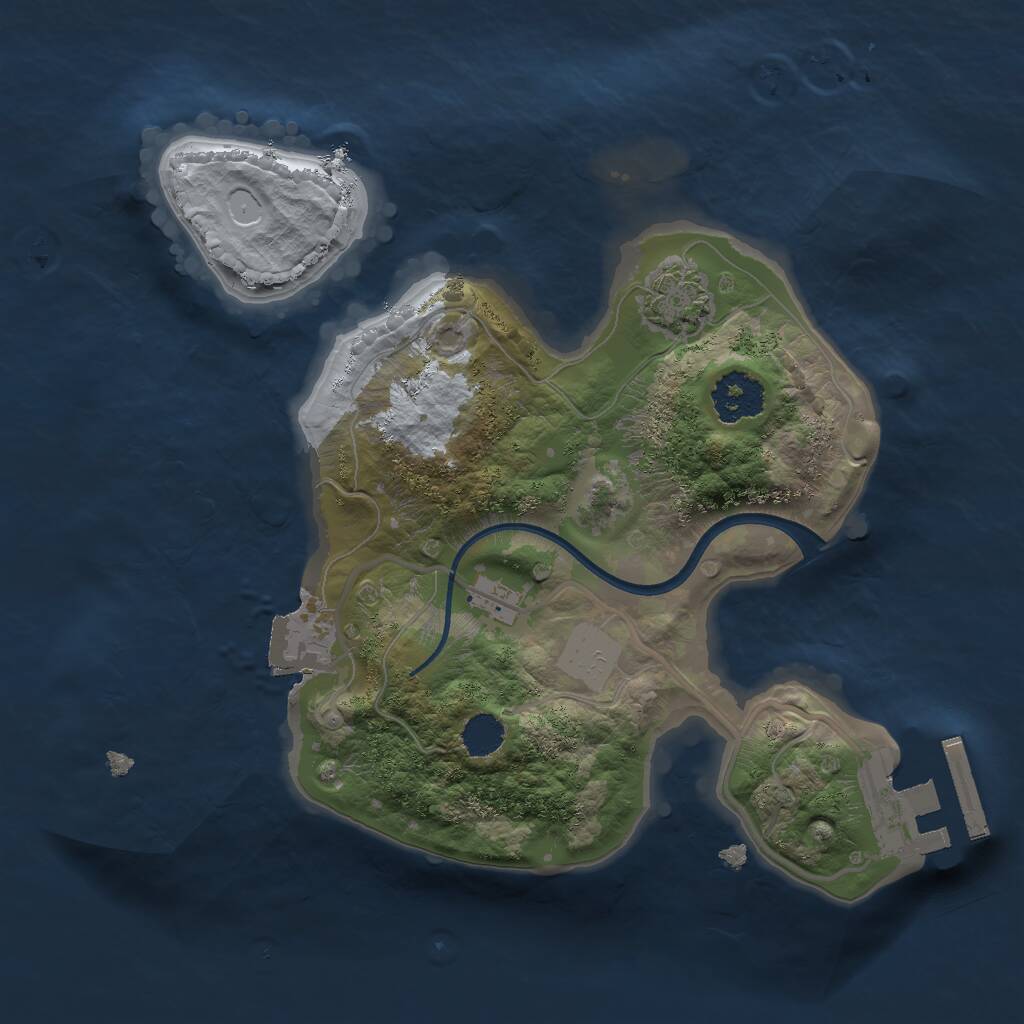 Rust Map: Procedural Map, Size: 2000, Seed: 741341933, 3 Monuments