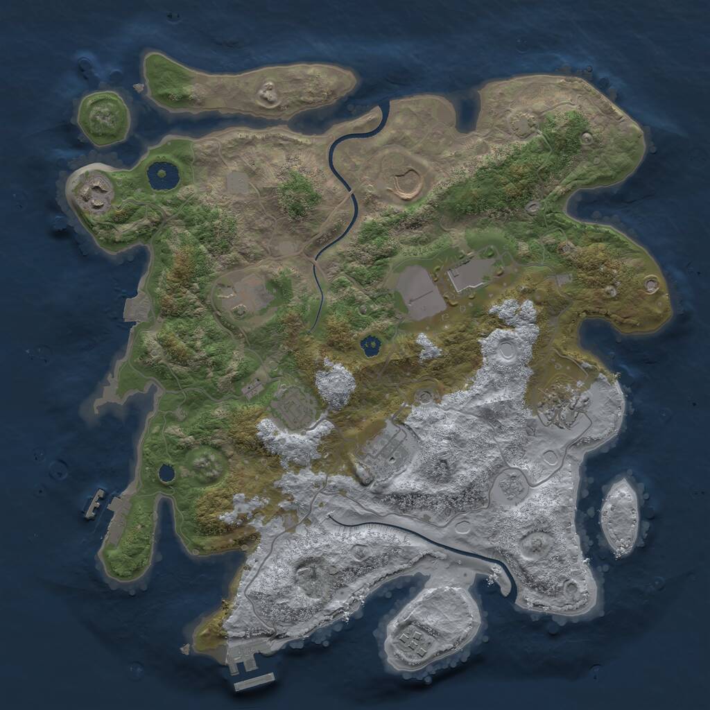 Rust Map: Procedural Map, Size: 3500, Seed: 864296722, 14 Monuments