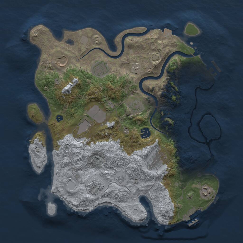 Rust Map: Procedural Map, Size: 3500, Seed: 2710, 15 Monuments