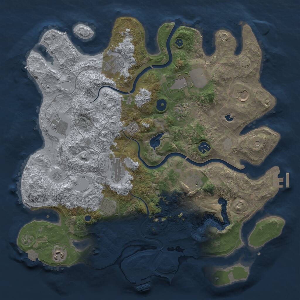 Rust Map: Procedural Map, Size: 4000, Seed: 1125731426, 17 Monuments