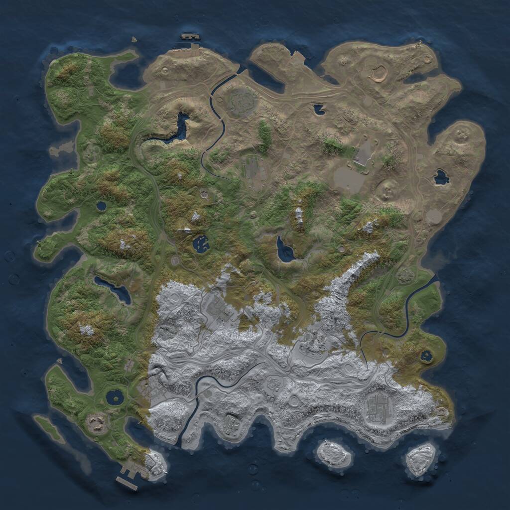 Rust Map: Procedural Map, Size: 4500, Seed: 157405758, 17 Monuments