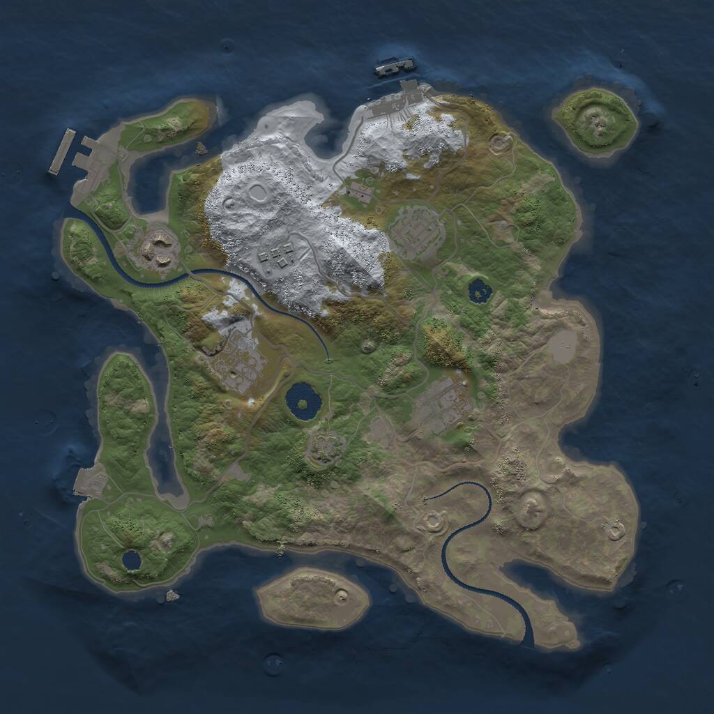 Rust Map: Procedural Map, Size: 3000, Seed: 801283387, 9 Monuments