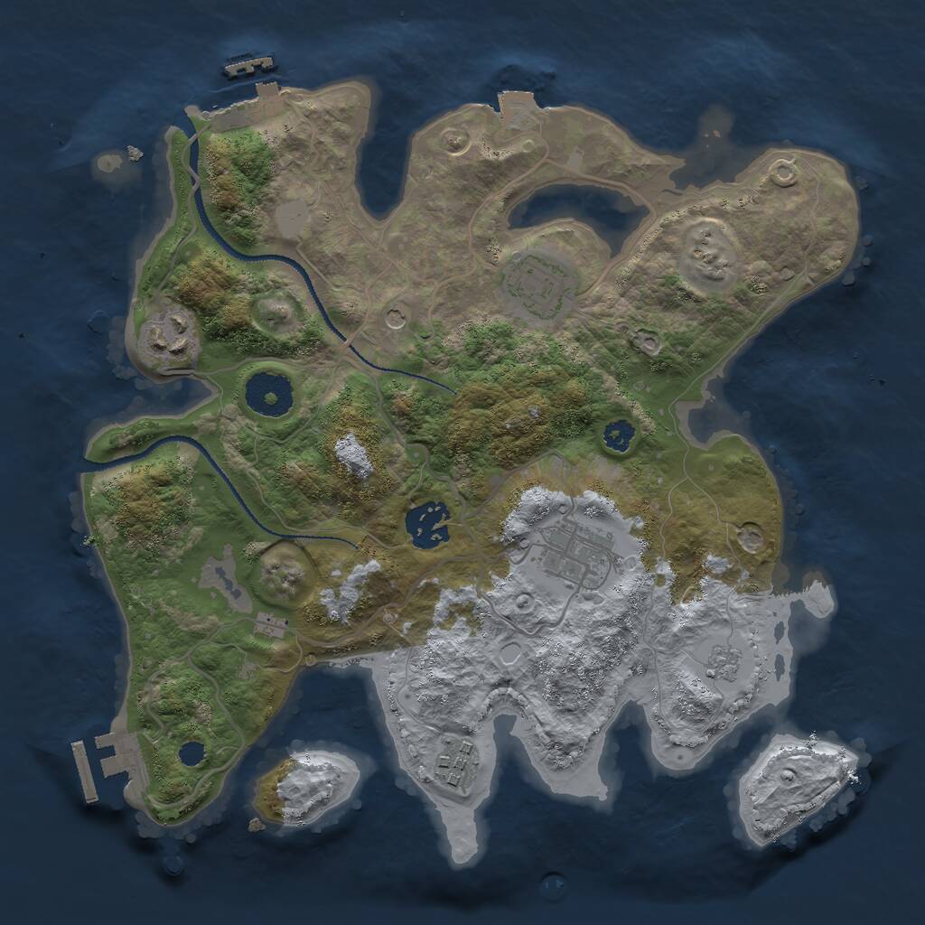 Rust Map: Procedural Map, Size: 3000, Seed: 1213142069, 10 Monuments