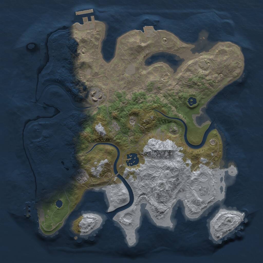 Rust Map: Procedural Map, Size: 3000, Seed: 1213142069, 9 Monuments