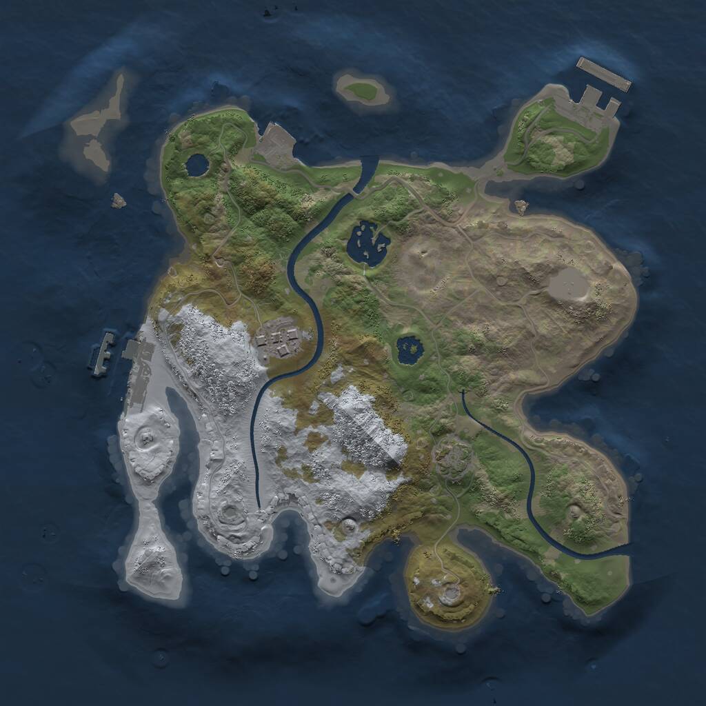 Rust Map: Procedural Map, Size: 2500, Seed: 749939474, 6 Monuments