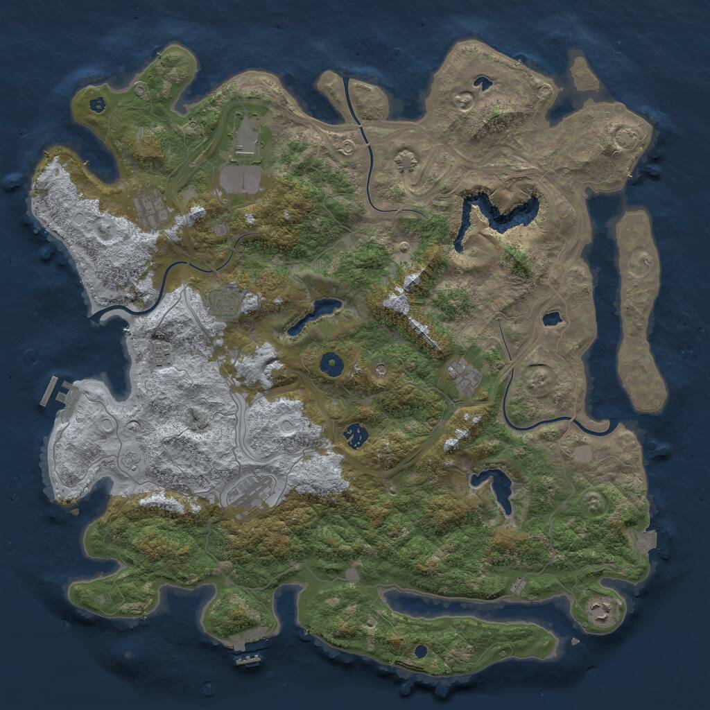 Rust Map: Procedural Map, Size: 4500, Seed: 1980008629, 14 Monuments