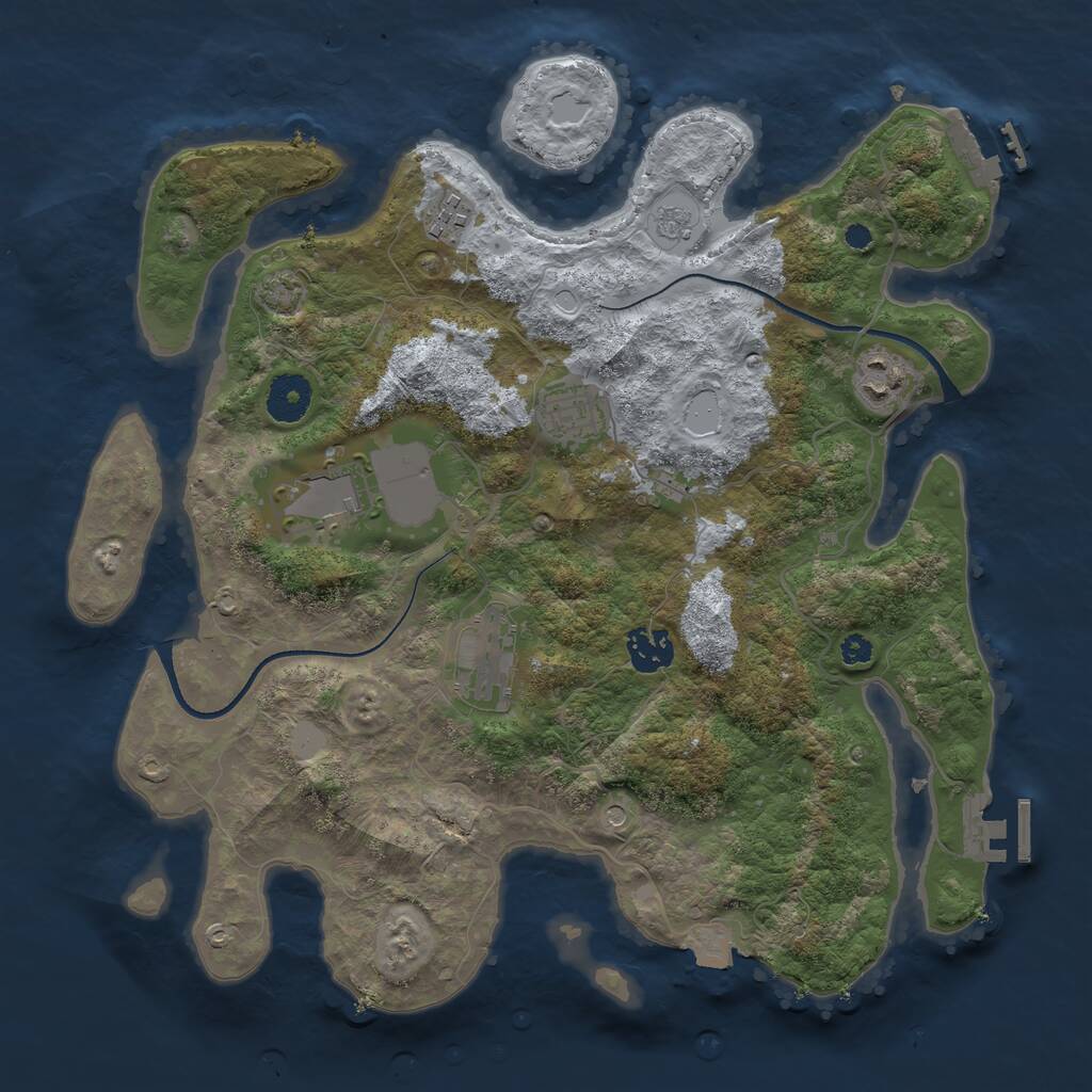 Rust Map: Procedural Map, Size: 3500, Seed: 79661525, 12 Monuments