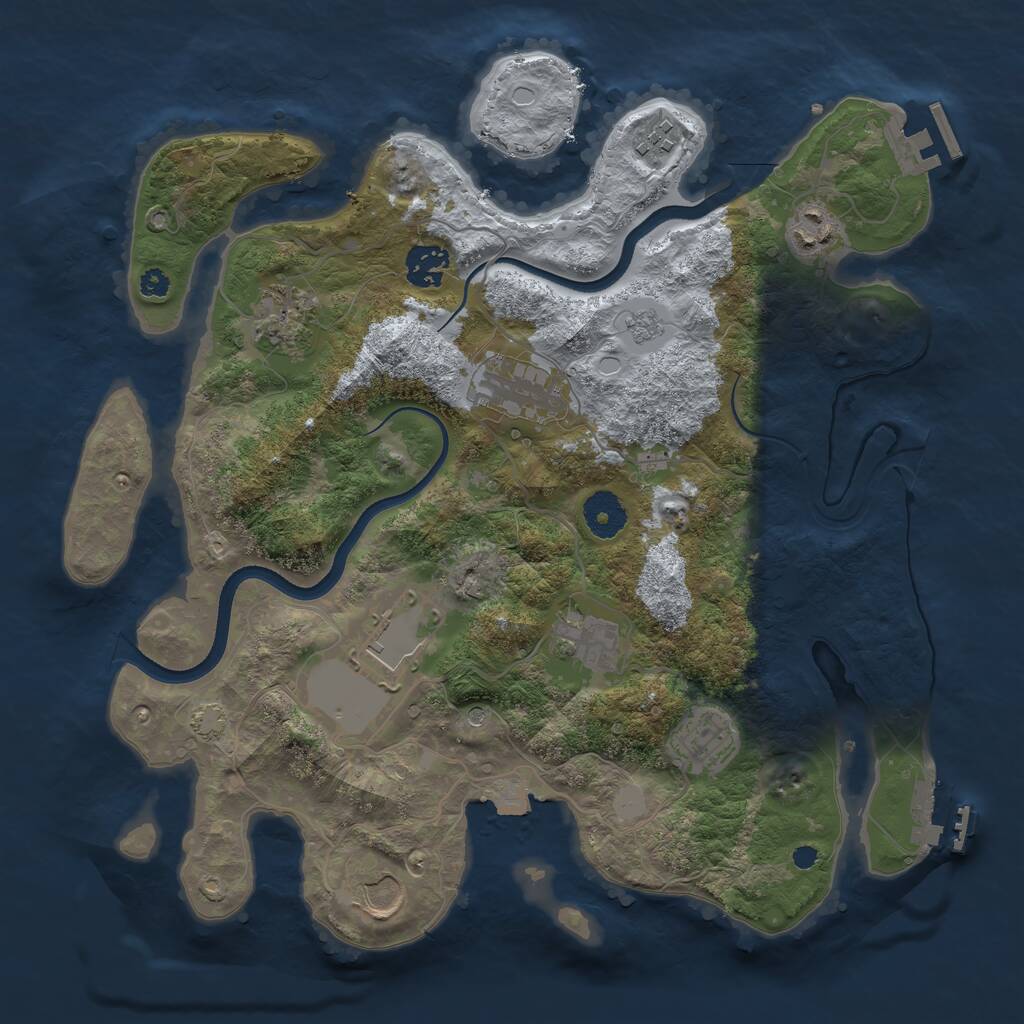 Rust Map: Procedural Map, Size: 3500, Seed: 79661525, 15 Monuments