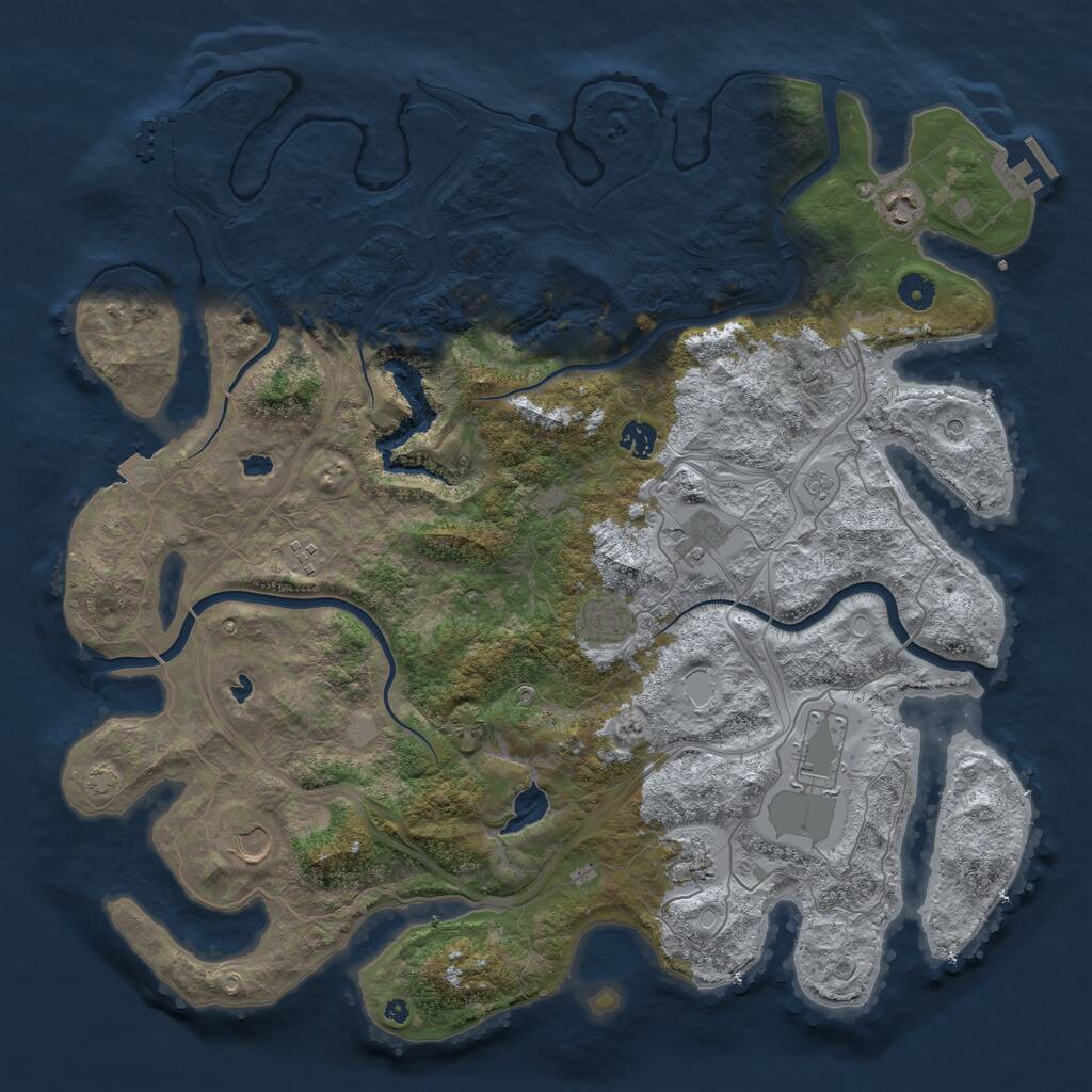 Rust Map: Procedural Map, Size: 4500, Seed: 41709286, 14 Monuments