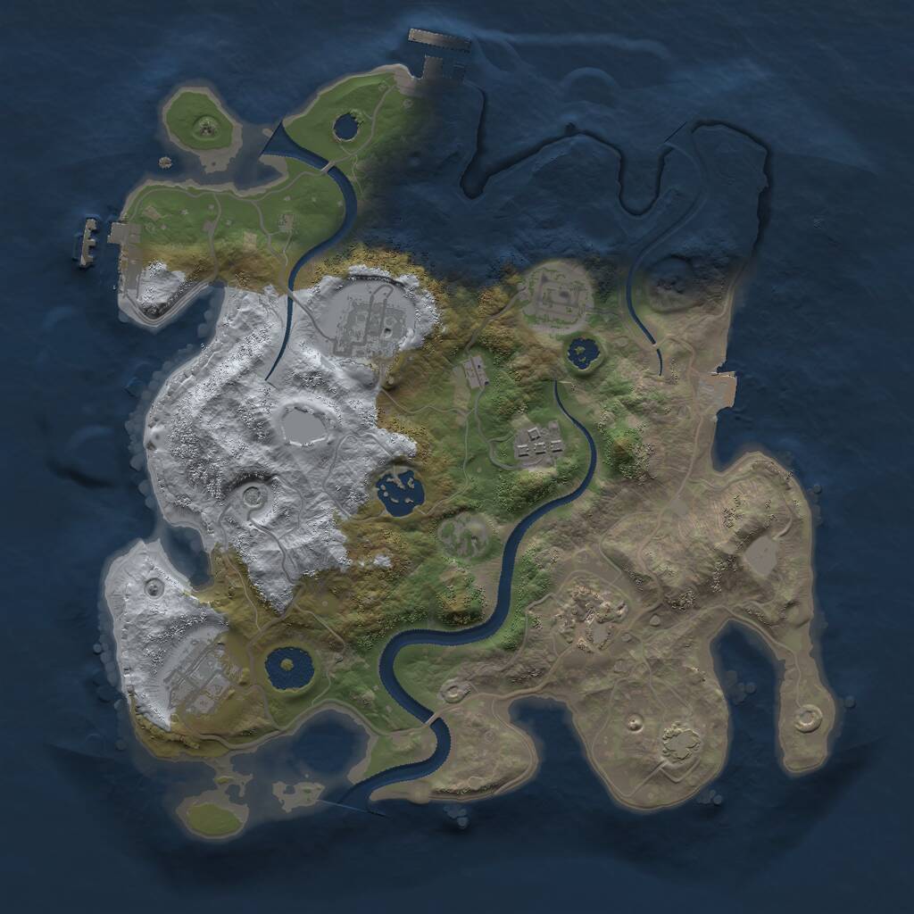 Rust Map: Procedural Map, Size: 3000, Seed: 1071338270, 11 Monuments