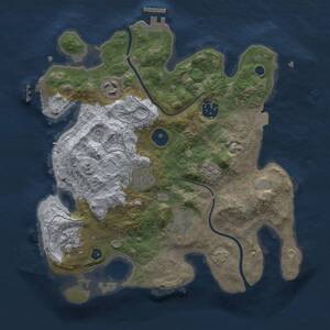 Thumbnail Rust Map: Procedural Map, Size: 3000, Seed: 1071338270, 11 Monuments