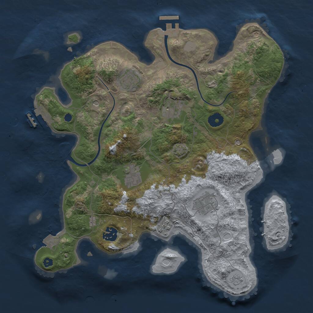 Rust Map: Procedural Map, Size: 3250, Seed: 16, 12 Monuments