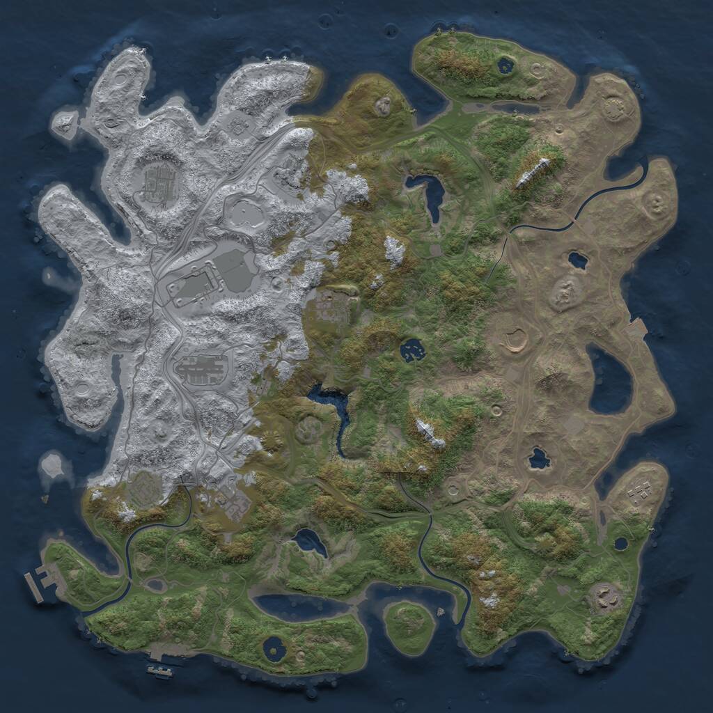 Rust Map: Procedural Map, Size: 4500, Seed: 143785941, 17 Monuments