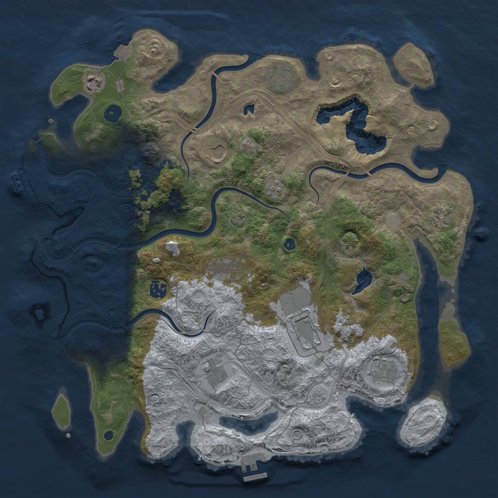 Rust Map: Procedural Map, Size: 4250, Seed: 27811, 16 Monuments
