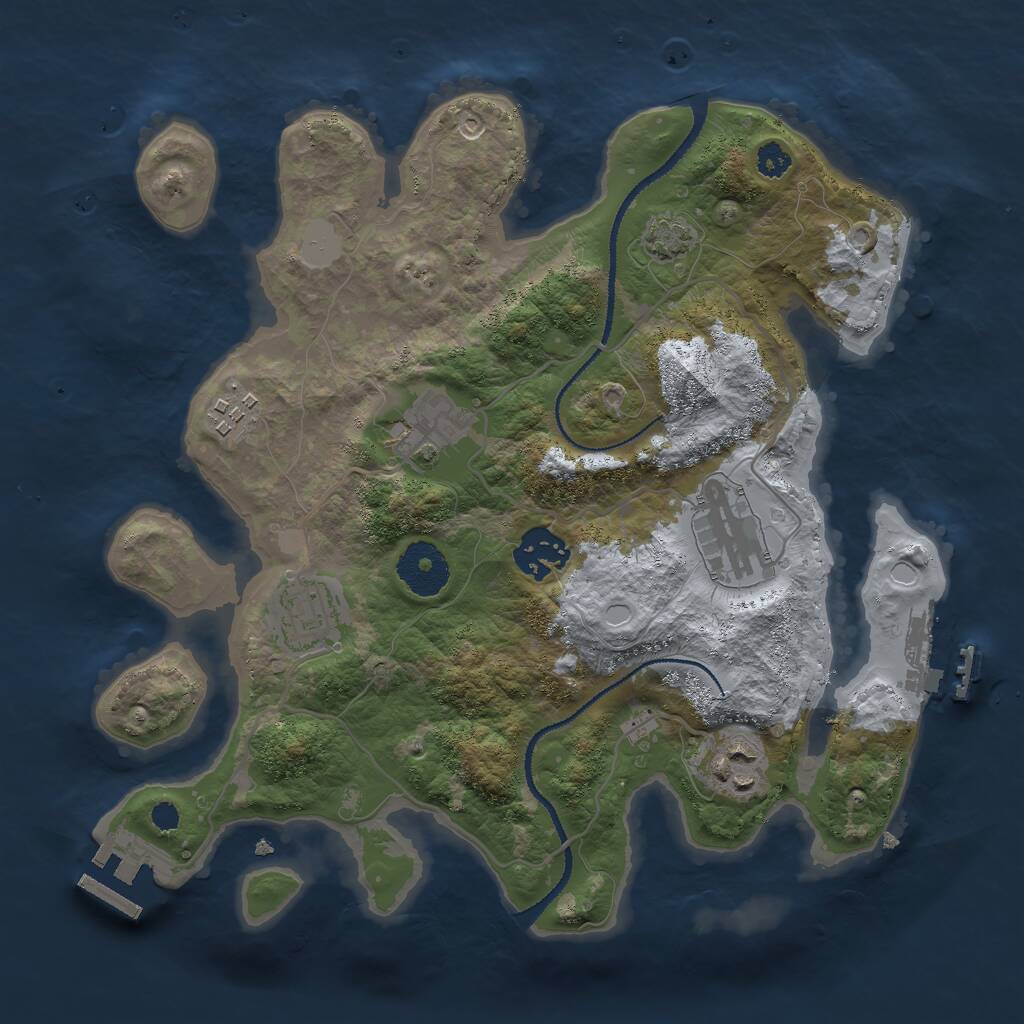 Rust Map: Procedural Map, Size: 3000, Seed: 441197659, 10 Monuments