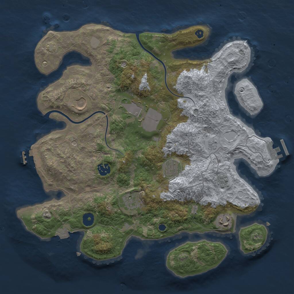 Rust Map: Procedural Map, Size: 3500, Seed: 1583912832, 13 Monuments