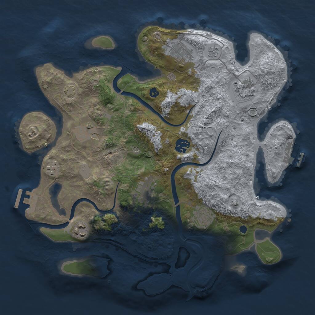 Rust Map: Procedural Map, Size: 3300, Seed: 1523960552, 14 Monuments
