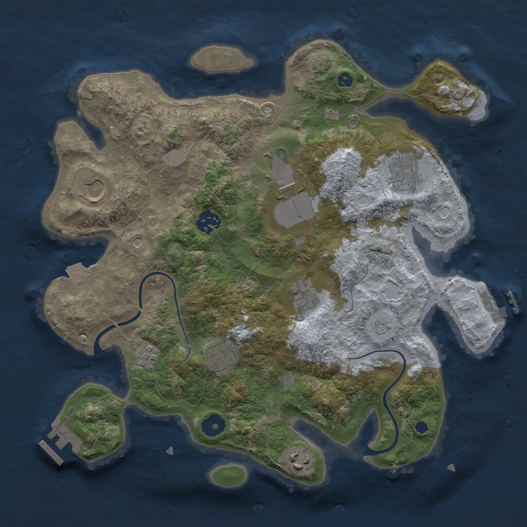 Rust Map: Procedural Map, Size: 3500, Seed: 853968929, 14 Monuments