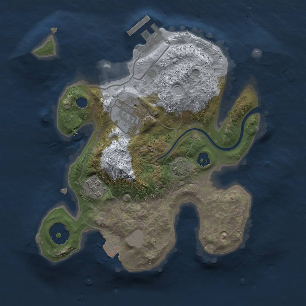 Rust Map: Procedural Map, Size: 2270, Seed: 1, 5 Monuments