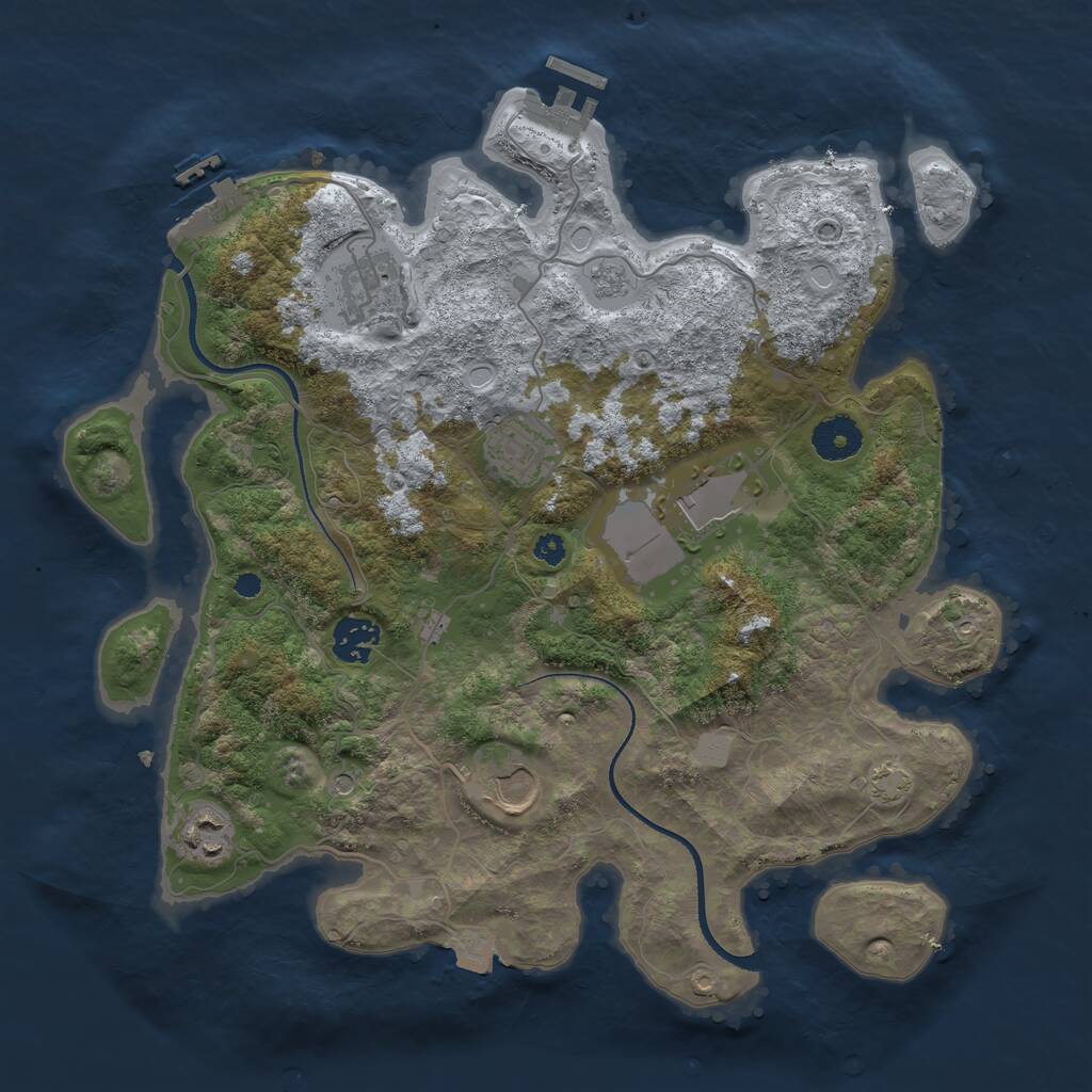 Rust Map: Procedural Map, Size: 3500, Seed: 807877399, 12 Monuments