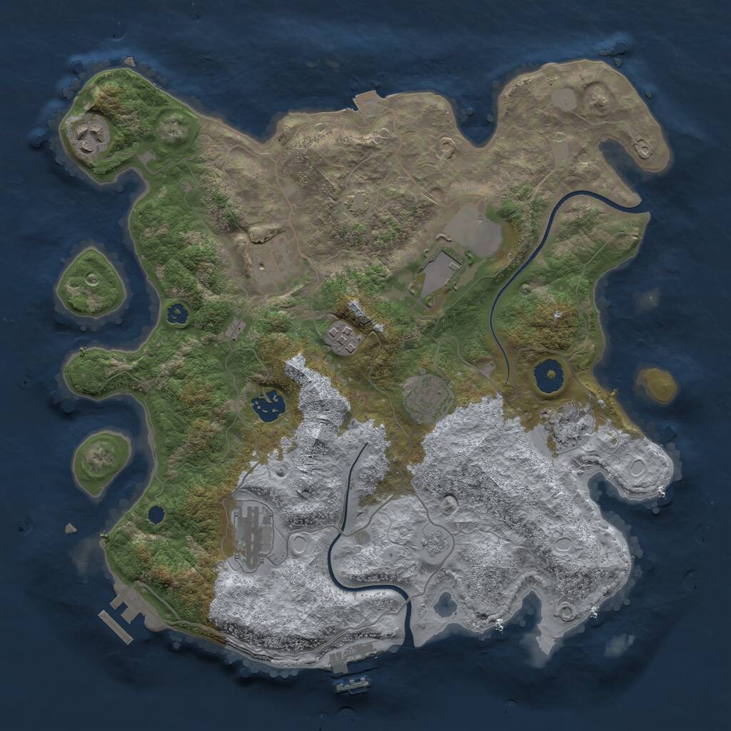 Rust Map: Procedural Map, Size: 3500, Seed: 1912361, 13 Monuments