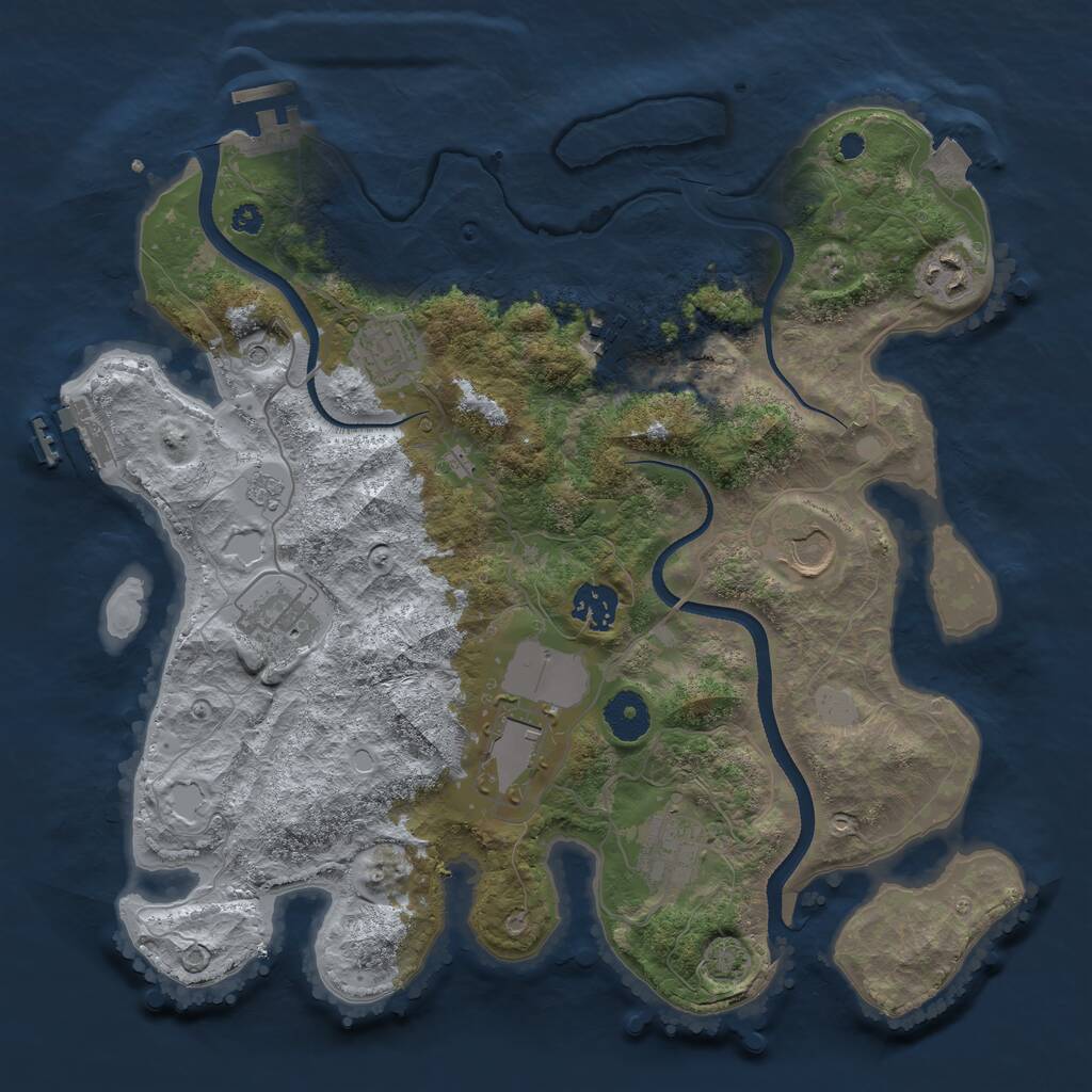 Rust Map: Procedural Map, Size: 3500, Seed: 18397237, 14 Monuments