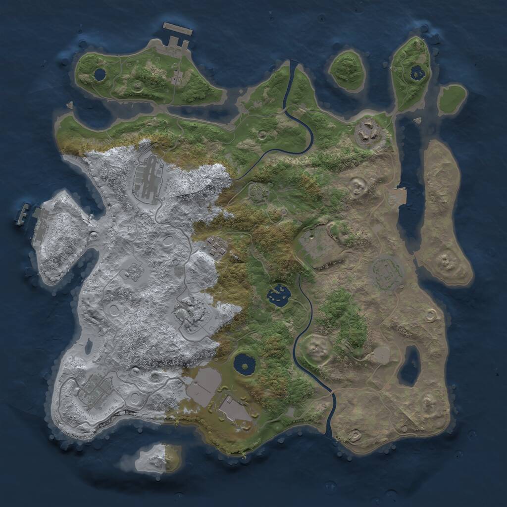 Rust Map: Procedural Map, Size: 3500, Seed: 2395, 14 Monuments