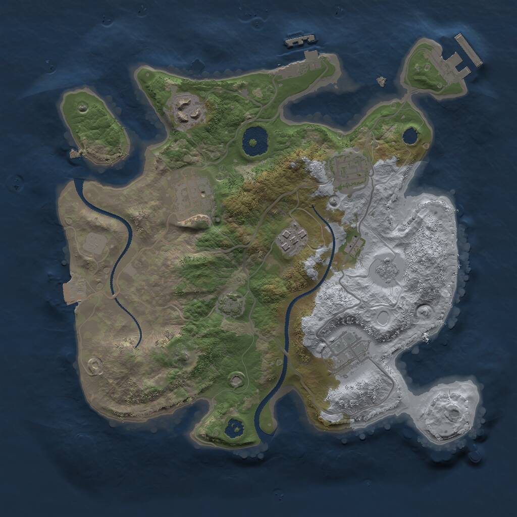 Rust Map: Procedural Map, Size: 2750, Seed: 78634674, 10 Monuments