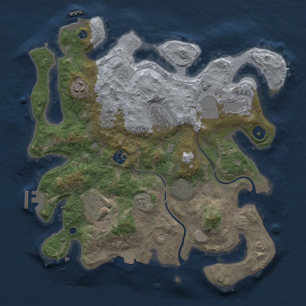 Rust Map: Procedural Map, Size: 3500, Seed: 33613769, 13 Monuments
