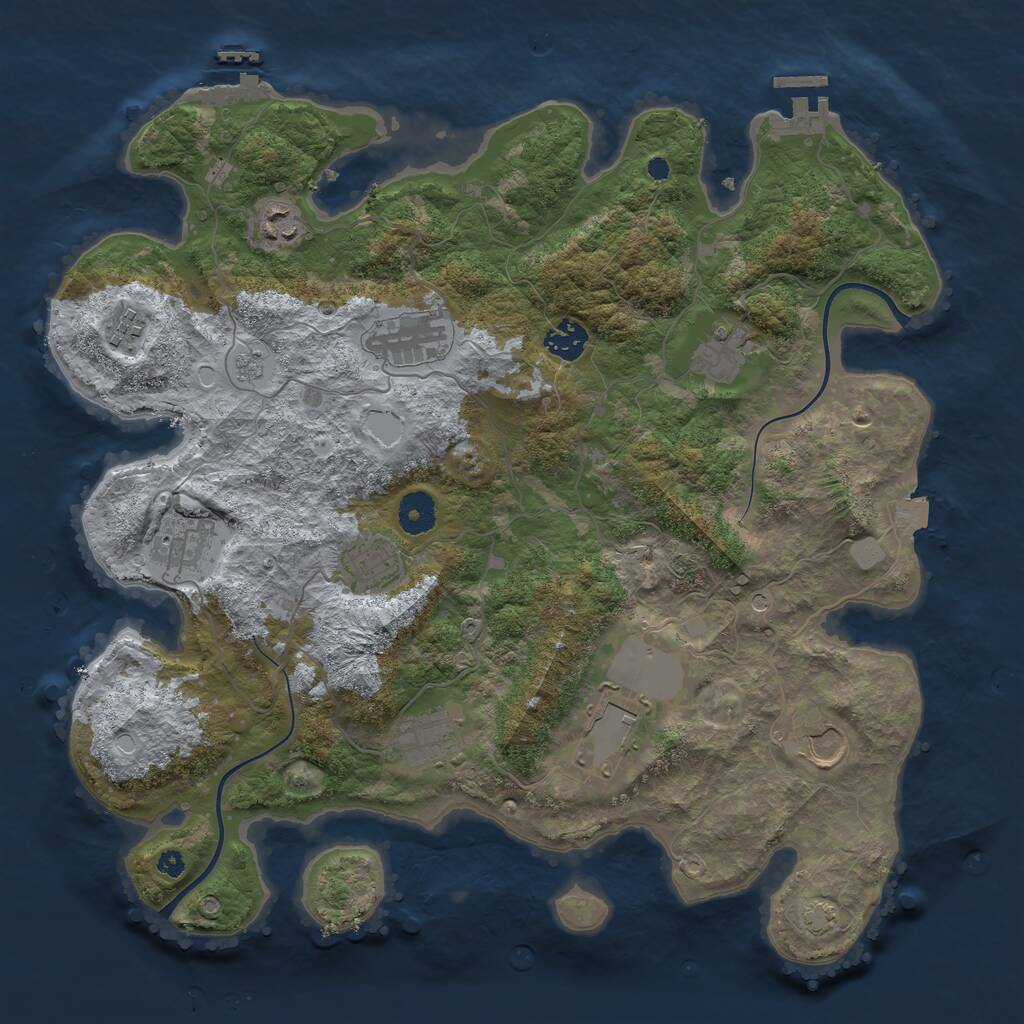 Rust Map: Procedural Map, Size: 3800, Seed: 711785796, 16 Monuments