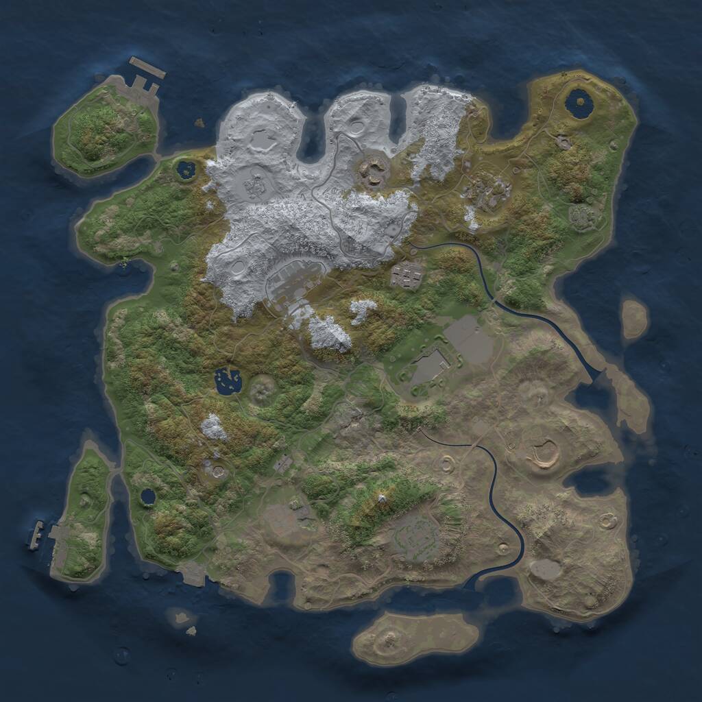 Rust Map: Procedural Map, Size: 3750, Seed: 142936146, 15 Monuments