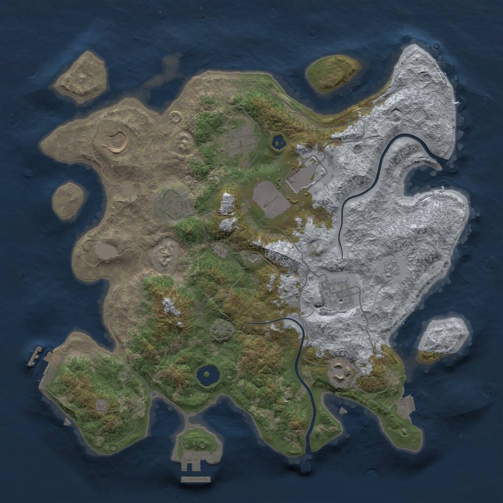 Rust Map: Procedural Map, Size: 3500, Seed: 1714828619, 12 Monuments