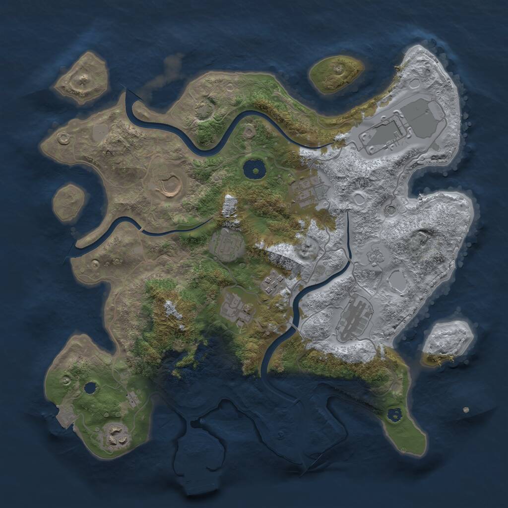Rust Map: Procedural Map, Size: 3500, Seed: 1714828619, 13 Monuments