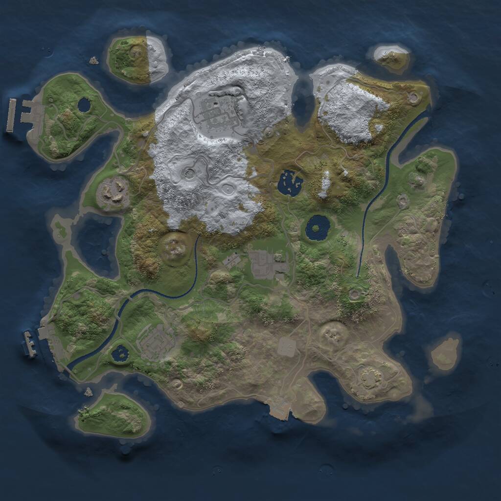 Rust Map: Procedural Map, Size: 3000, Seed: 27646, 10 Monuments