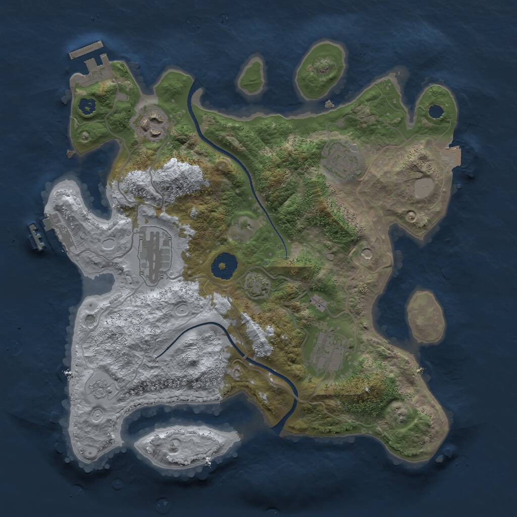 Rust Map: Procedural Map, Size: 3000, Seed: 1811954348, 10 Monuments