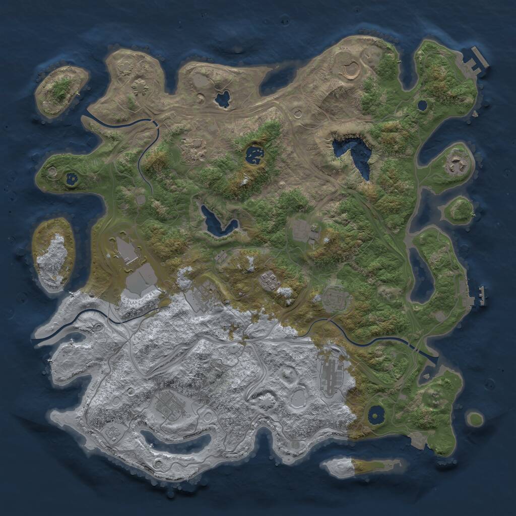 Rust Map: Procedural Map, Size: 4250, Seed: 108416721, 17 Monuments