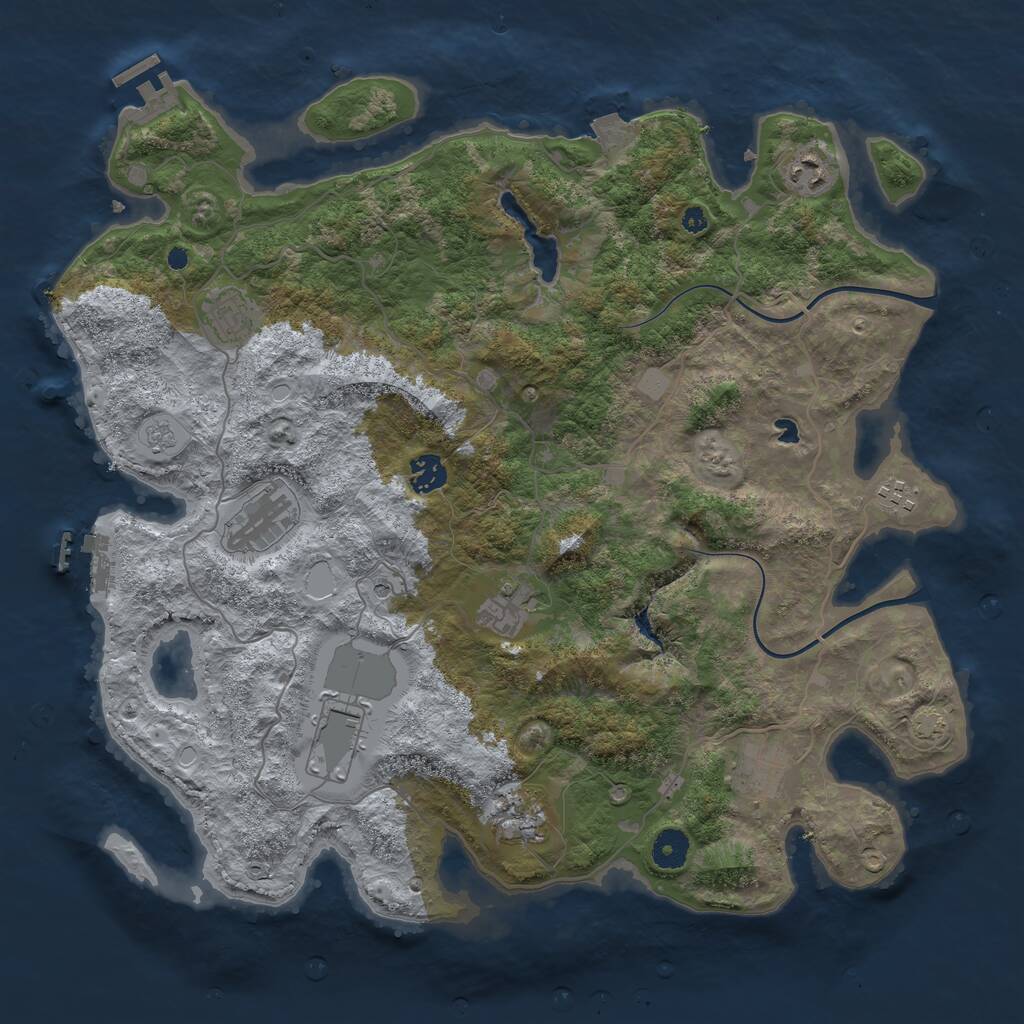 Rust Map: Procedural Map, Size: 4000, Seed: 54201, 15 Monuments