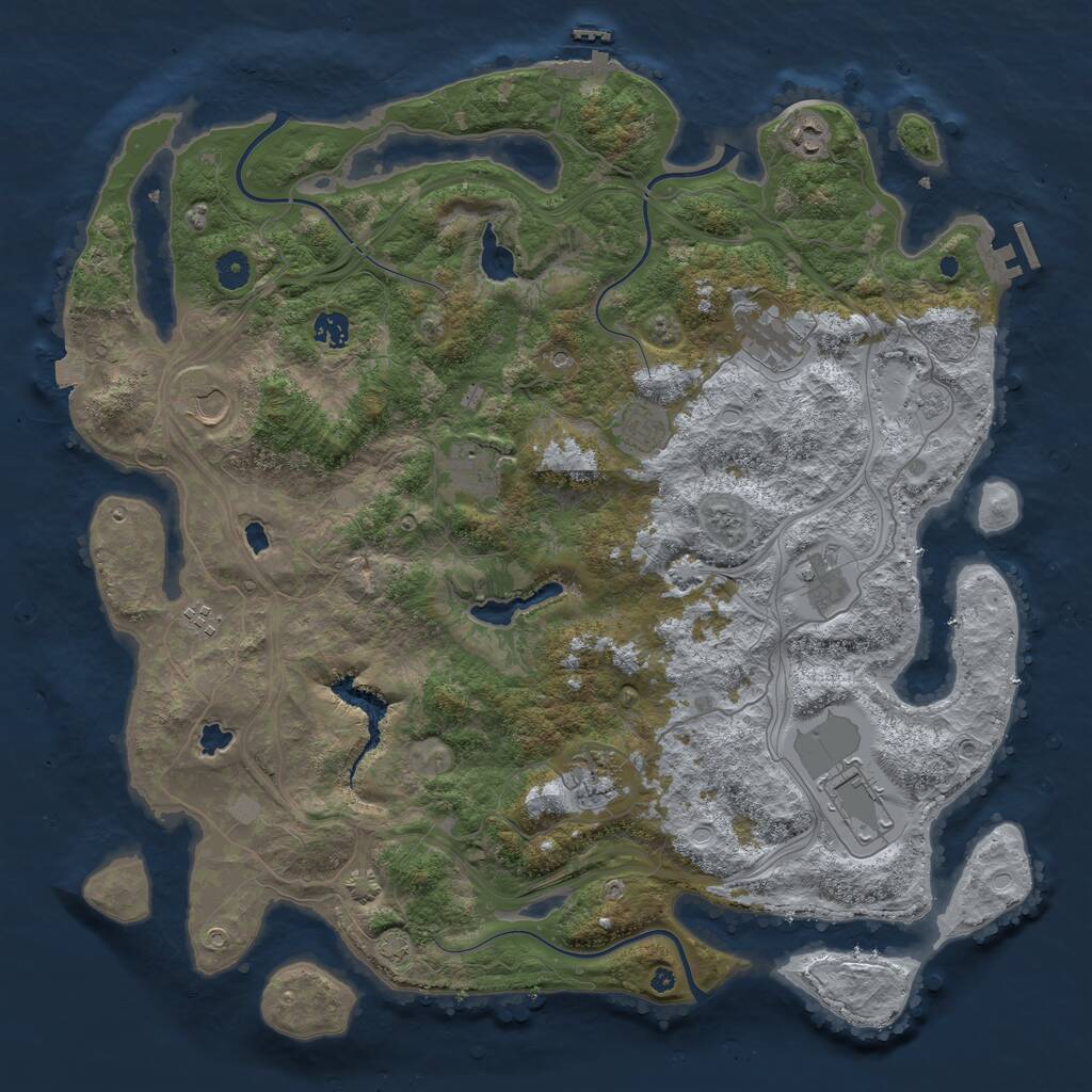 Rust Map: Procedural Map, Size: 4500, Seed: 1122951888, 16 Monuments